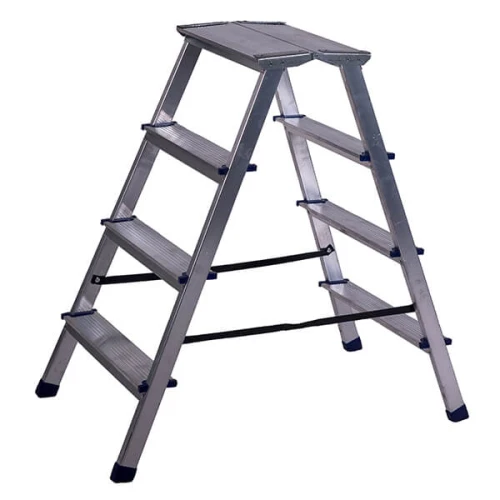 Стремянка алюминиевая двухсторонняя с мини-платформой 4 ступени STAIRS