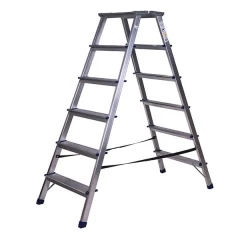 Стремянка алюминиевая двухсторонняя с мини-платформой 6 ступеней STAIRS