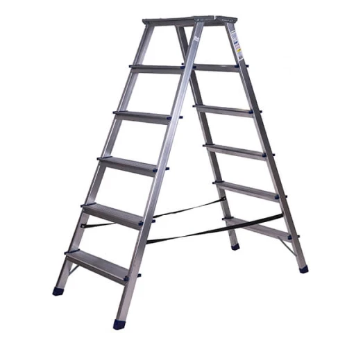 Стремянка алюминиевая двухсторонняя с мини-платформой 6 ступеней STAIRS