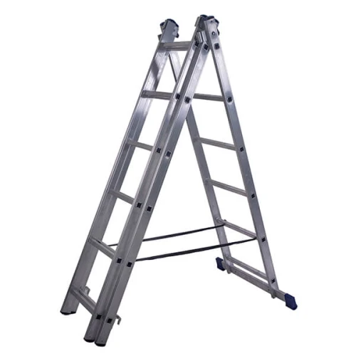 Лестница алюминиевая трехсекционная универсальная усиленная 16 ступеней STAIRS