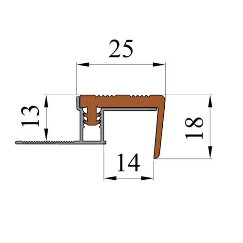 Закладной противоскользящий алюминиевый профиль FlexStep 2,7 м 25 мм/18 мм черный