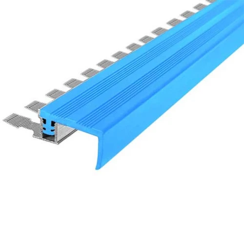 Закладной противоскользящий алюминиевый профиль FlexStep 2,7 м 25 мм/18 мм голубой