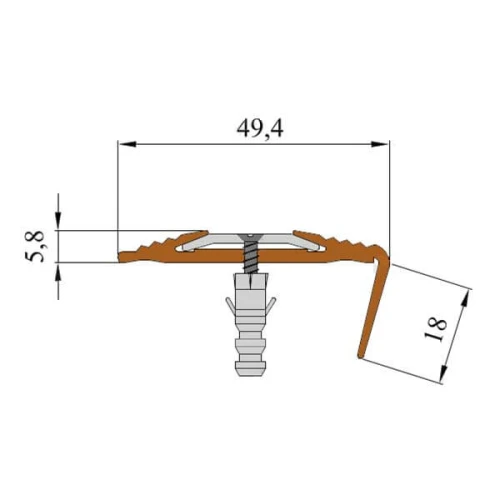 Противоскользящий алюминиевый угол-порог NoSlipper 2,7 м белый