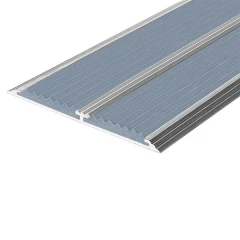 Противоскользящая алюминиевая полоса Премиум с двумя вставками 86х6,1 мм 1 м серый
