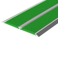 Противоскользящая алюминиевая полоса Премиум с двумя вставками 86х6,1 мм 1 м зелёный