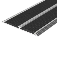Противоскользящая алюминиевая полоса Премиум с двумя вставками 86х6,1 мм 1,5 м чёрный