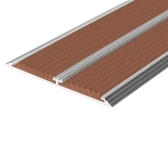 Противоскользящая алюминиевая полоса Премиум с двумя вставками 86х6,1 мм 1,5 м коричневый