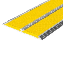 Противоскользящая алюминиевая полоса Премиум с двумя вставками 86х6,1 мм 2 м жёлтый