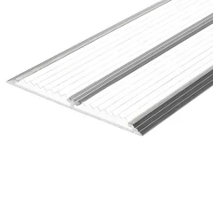 Противоскользящая алюминиевая полоса Премиум с двумя вставками 86х6,1 мм 2 м белый