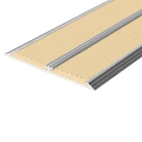 Противоскользящая алюминиевая полоса Премиум с двумя вставками 86х6,1 мм 3 м бежевый