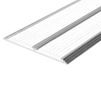 Противоскользящая алюминиевая полоса Премиум с двумя вставками 86х6,1 мм 3 м белый