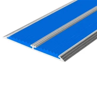 Противоскользящая алюминиевая полоса Премиум с двумя вставками 86х6,1 мм 3 м синий