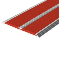 Противоскользящая алюминиевая полоса Премиум с двумя вставками 86х6,1 мм 3 м красный