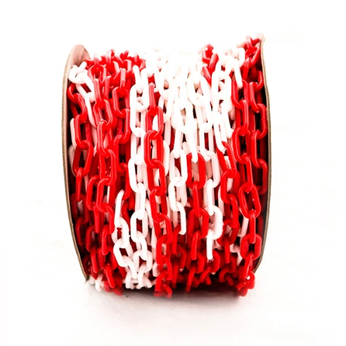 Цепь пластиковая красно-белая 6 мм, бухта 50м