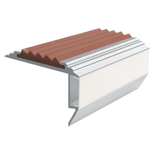 Противоскользящий алюминиевый угол-порог для ступеней 45x26мм GlowStep-45, 2м, коричневый