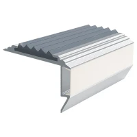 Противоскользящий алюминиевый угол-порог для ступеней 45x26мм GlowStep-45, 2м, серый