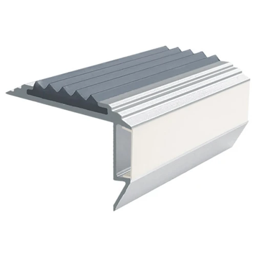 Противоскользящий алюминиевый угол-порог для ступеней 45x26мм GlowStep-45, 2м, серый