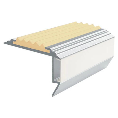 Противоскользящий алюминиевый угол-порог для ступеней 45x26мм GlowStep-45, 2м, бежевый