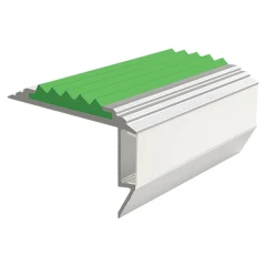 Противоскользящий алюминиевый угол-порог для ступеней 45x26мм GlowStep-45, 2м, зеленый