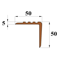 Противоскользящий угол для ступеней/бортиков бассейна 50х50мм без клея, 3м, красный