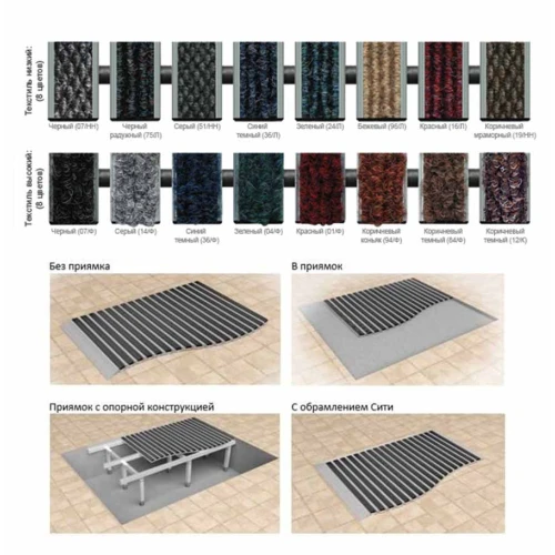 Придверная грязезащитная решетка Сити Текстиль + Страйп 590 мм / 390 мм