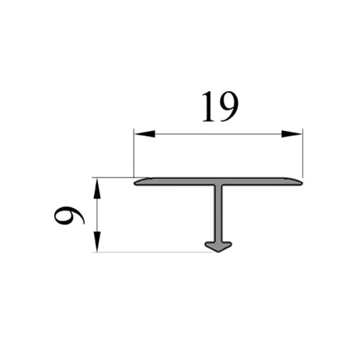 Отделочный алюминиевый Т-образный профиль, 19мм x 2.7м, золото глянцевое