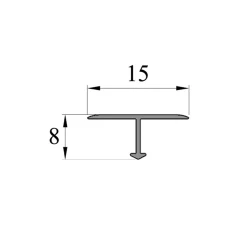 Отделочный алюминиевый Т-образный профиль, 15мм x 2.7м, серебро глянцевое