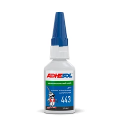Цианоакрилатный клей средней вязкости, для трудносклеиваемых материалов Adhesol 443 20мл