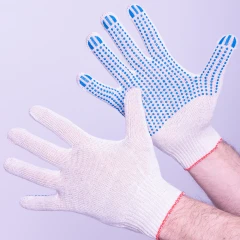 Перчатки пвх точка 3-х нитка лайт, белый