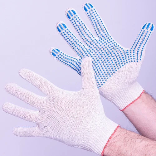 Перчатки пвх точка 3-х нитка лайт, белый