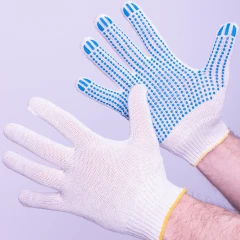 Перчатки пвх точка 3-х нитка стандарт, белый