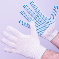 Перчатки пвх точка 5-ти нитка лайт, белый