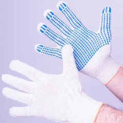 Перчатки пвх точка 7-ми нитка лайт, белый