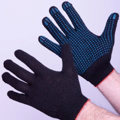 Перчатки пвх точка 3-х нитка лайт, черный
