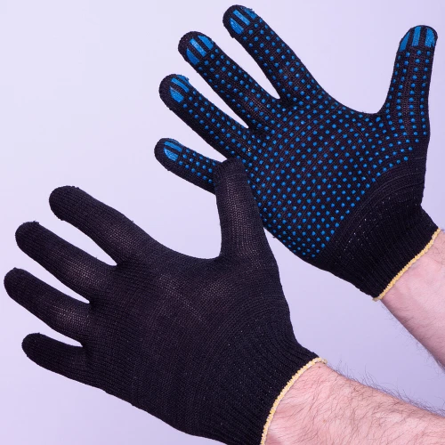 Перчатки пвх точка 3-х нитка стандарт, черный