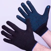 Перчатки пвх точка 4-х нитка лайт, черный