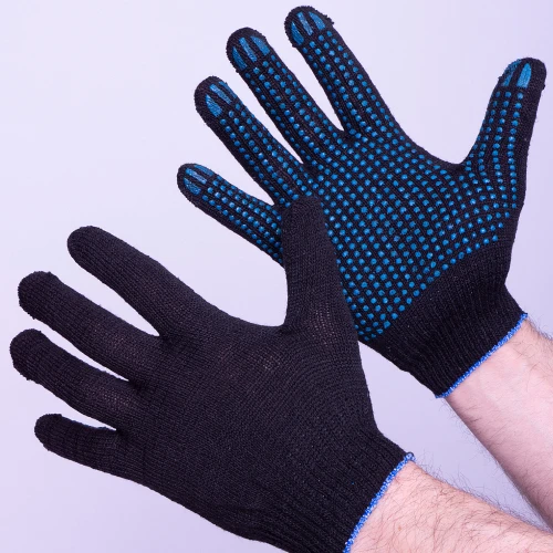 Перчатки пвх точка 4-х нитка хит, черный