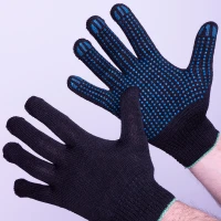 Перчатки пвх точка 5-ти нитка лайт, черный