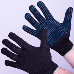 Перчатки пвх точка 5-ти нитка лайт, черный