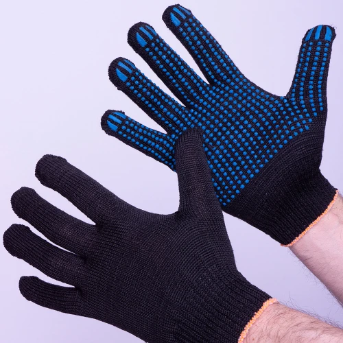 Перчатки пвх точка 5-ти нитка профи, черный