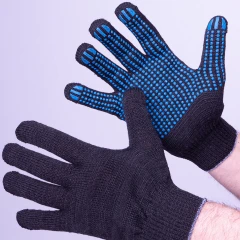 Перчатки пвх точка 6-ти нитка лайт, черный