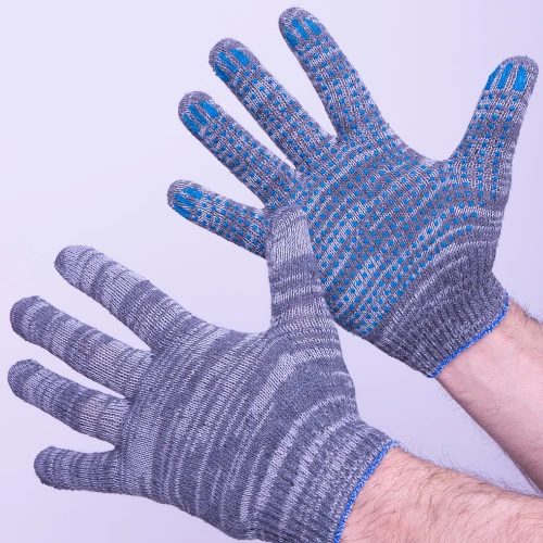 Перчатки пвх точка 4-х нитка лайт, графит