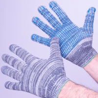 Перчатки пвх точка 5-ти нитка лайт, графит