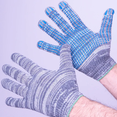 Перчатки пвх точка 5-ти нитка лайт, графит