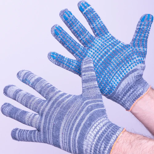 Перчатки пвх точка 5-ти нитка профи, графит