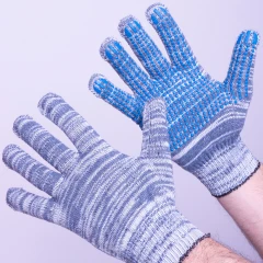 Перчатки пвх точка 7-ми нитка люкс, графит