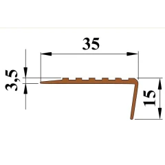 Противоскользящий угол для ступеней 35х15 мм без клеевого слоя, оранжевый, 12,5м