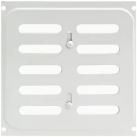 Решетка металлическая штампованная с заслонкой 160х160 белая