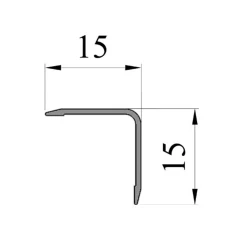 Алюминиевый отделочный уголок У-15х15 мм серебро глянцевое, 2,7м