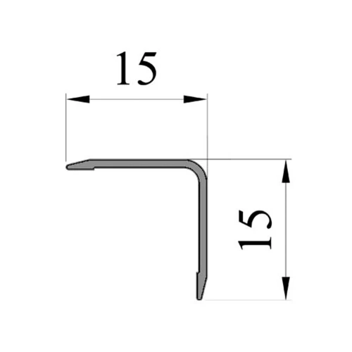 Алюминиевый отделочный уголок У-15х15 мм черный матовый, 2,7м